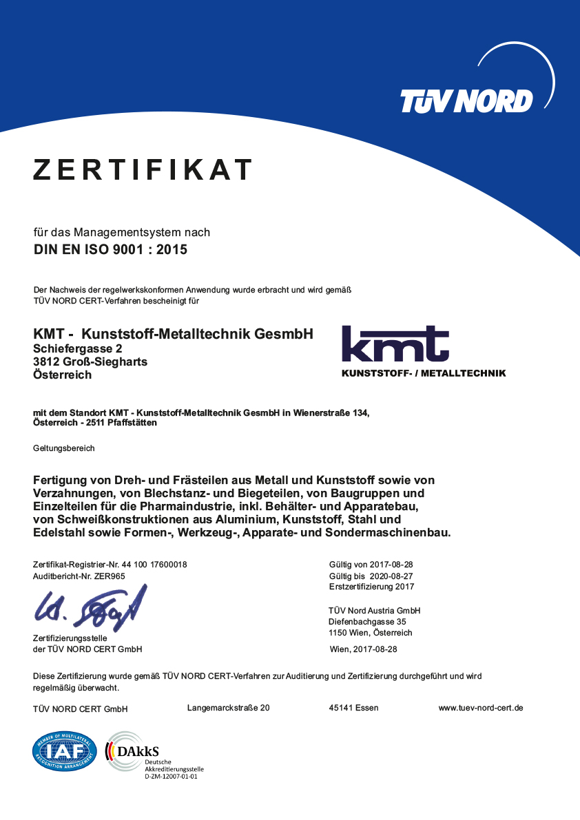 ISO Zertifikat Groß Siegharts